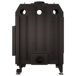SAVEN ENERGY 85x50x47R BLACK (17kW) ECO kampinis židinys su juodu šamotu pakuroje. Plieninė židinio kapsulė kampiniu į šoną atidarimu stiklu.