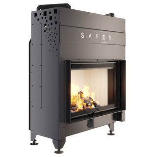 SAVEN ENERGY 80x50 (17kW) ECO židinys. Plieninė židinio kapsulė į viršų pakeliamu stiklu.