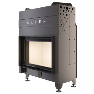 SAVEN ENERGY 80x50 (17kW) ECO židinys. Plieninė židinio kapsulė į viršų pakeliamu stiklu.