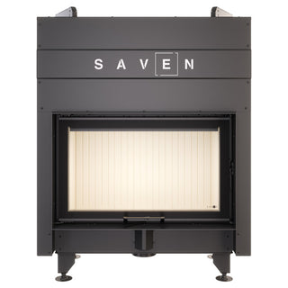 SAVEN ENERGY 80x50 (17kW) ECO židinys. Plieninė židinio kapsulė į viršų pakeliamu stiklu.