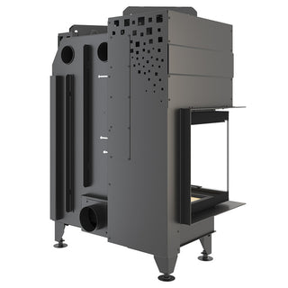 SAVEN ENERGY 85x50x47L (17kW) ECO kampinis židinys. Plieninė židinio kapsulė kampiniu į viršų pakeliamu stiklu.