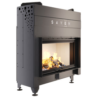 SAVEN ENERGY 90x50 (19kW) ECO židinys. Plieninė židinio kapsulė į viršų pakeliamu stiklu.