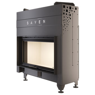 SAVEN ENERGY 90x50 (19kW) ECO židinys. Plieninė židinio kapsulė į viršų pakeliamu stiklu.