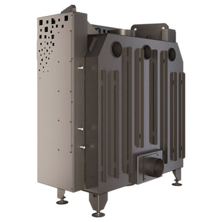 SAVEN ENERGY 90x50 BLACK (19kW) ECO židinys su juodu šamotu pakuroje. Plieninė židinio kapsulė į viršų pakeliamu stiklu.