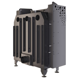 SAVEN ENERGY 90x50 BLACK (19kW) ECO židinys su juodu šamotu pakuroje. Plieninė židinio kapsulė į viršų pakeliamu stiklu.