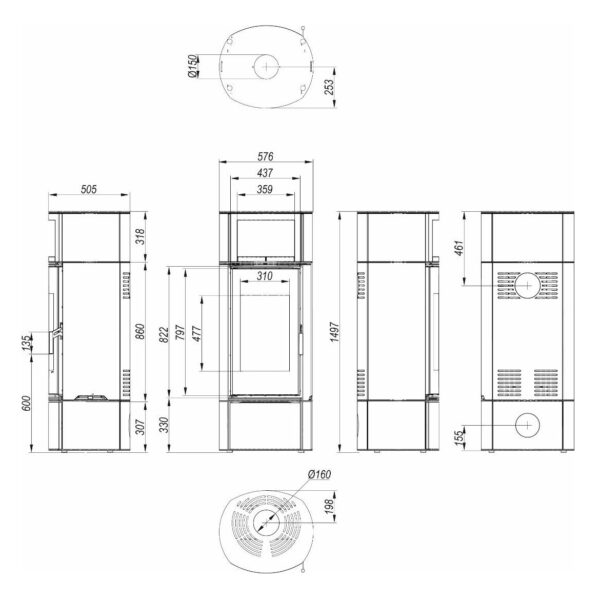 DEFRO HOME ORBIS EXTENTO H krosnelės matmenys