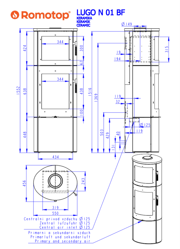 Romotop Lugo N 01BF Ceramic matmenys