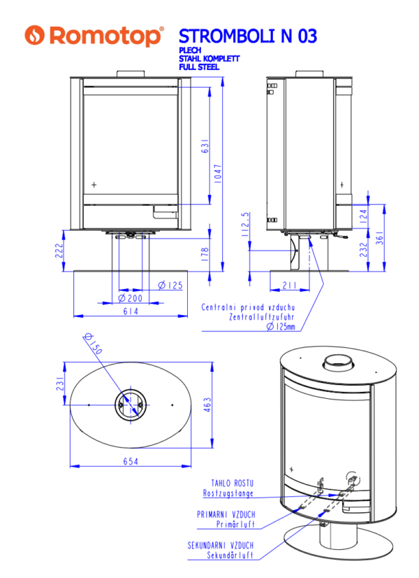 Romotop Stromboli N 03 Steel matmenys