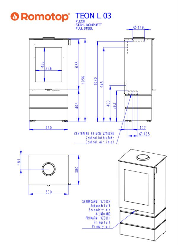 Romotop Teon L 03 matmenys